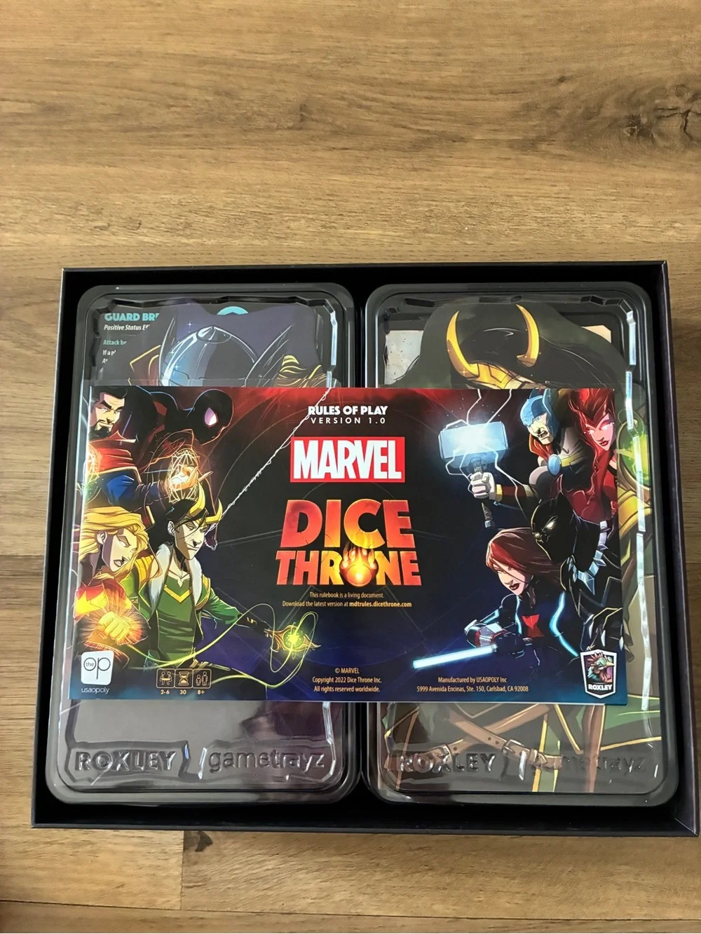 Marvel Dice Throne Battle Chest Game Thor Loki Scarlet Witch Spider-Man- EUC
